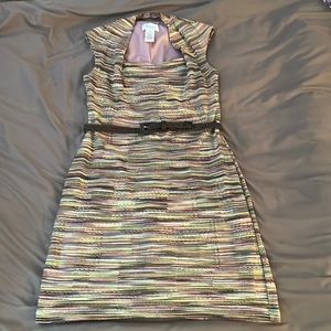 Multi-color belted dress